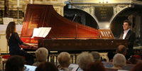 2017-07-08 23. Jaworskie Koncerty Pokoju. Koncert Kameralny "Soli Deo Gloria / Bach i Luter na dwa klawesyny”. Wykonawcy - Aleksandra i Alexander Ferdinand Grychtolik. Cykl koncertów sponsorowany przez PWSZ im. Witelona w Legnicy.